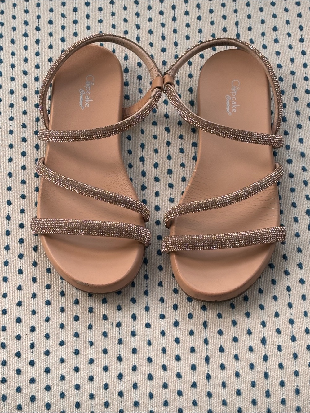 Cupcake Couture Kids' Sparkle Strappy Sandals in Rose Gold